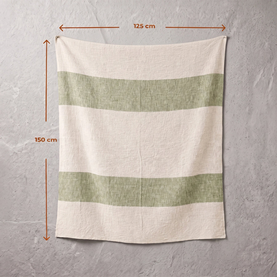 Elaris Sage & White Stripe Throw