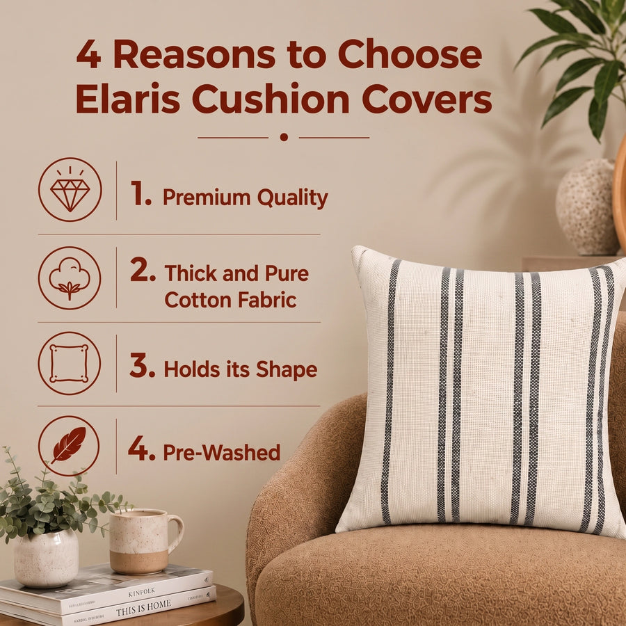 Elaris Grey Dual Stripe Cushion Cover