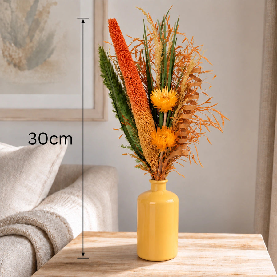 Elaris  Ochre Dried Blooms With Vase
