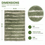 Sage Green & White Striped Anti Slip Bath Mat, 40 x 60 cm