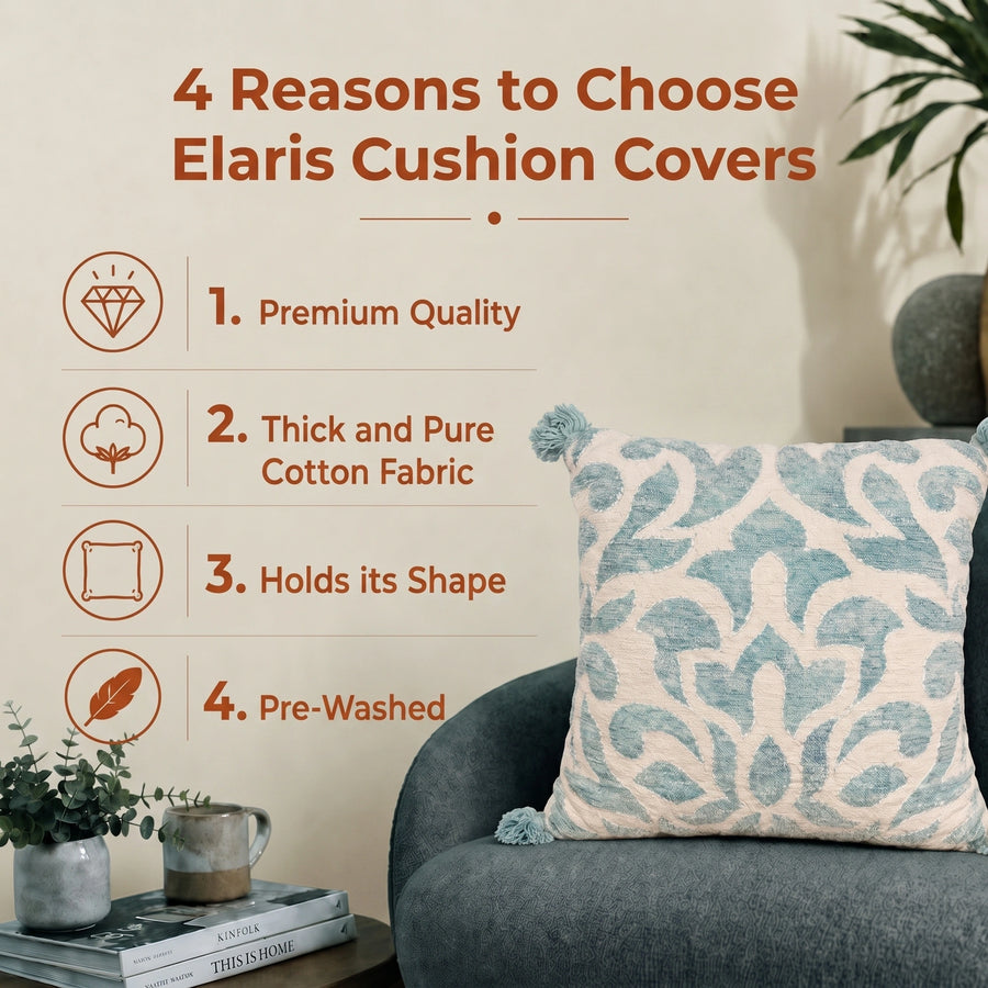Elaris Indigo Damask Cushion Cover
