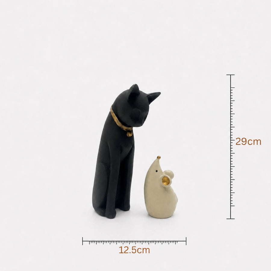 Elaris Cat & Mouse Figurine Set - Black & White Duo