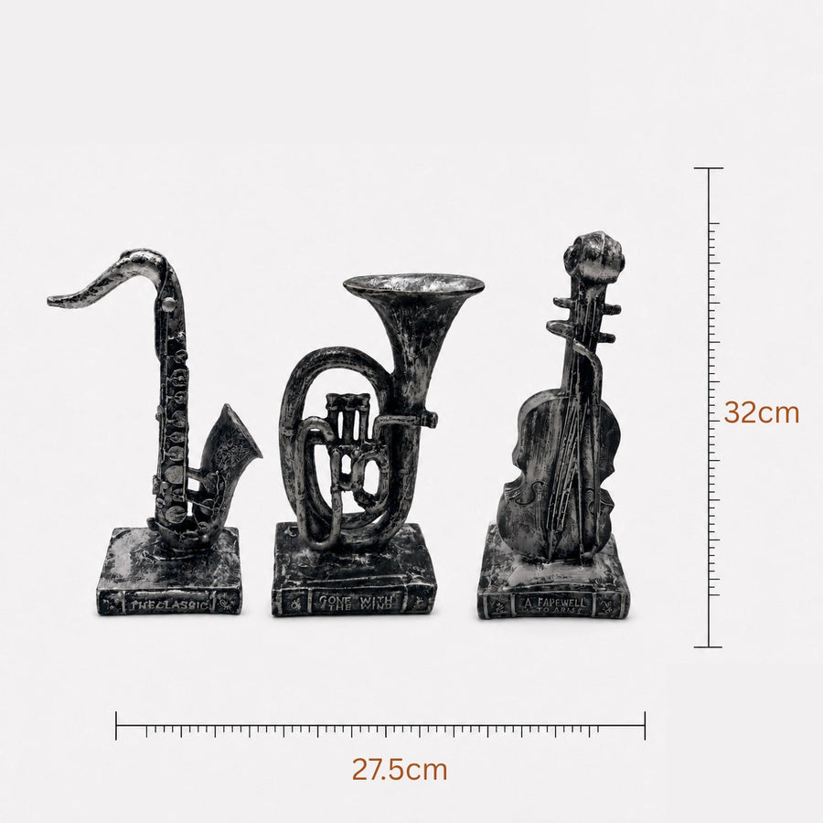 Elaris Musical Instrument Figurine Set - Antique Silver