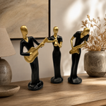 Elaris Musician Figurine Set - Black & Gold, Set of 3