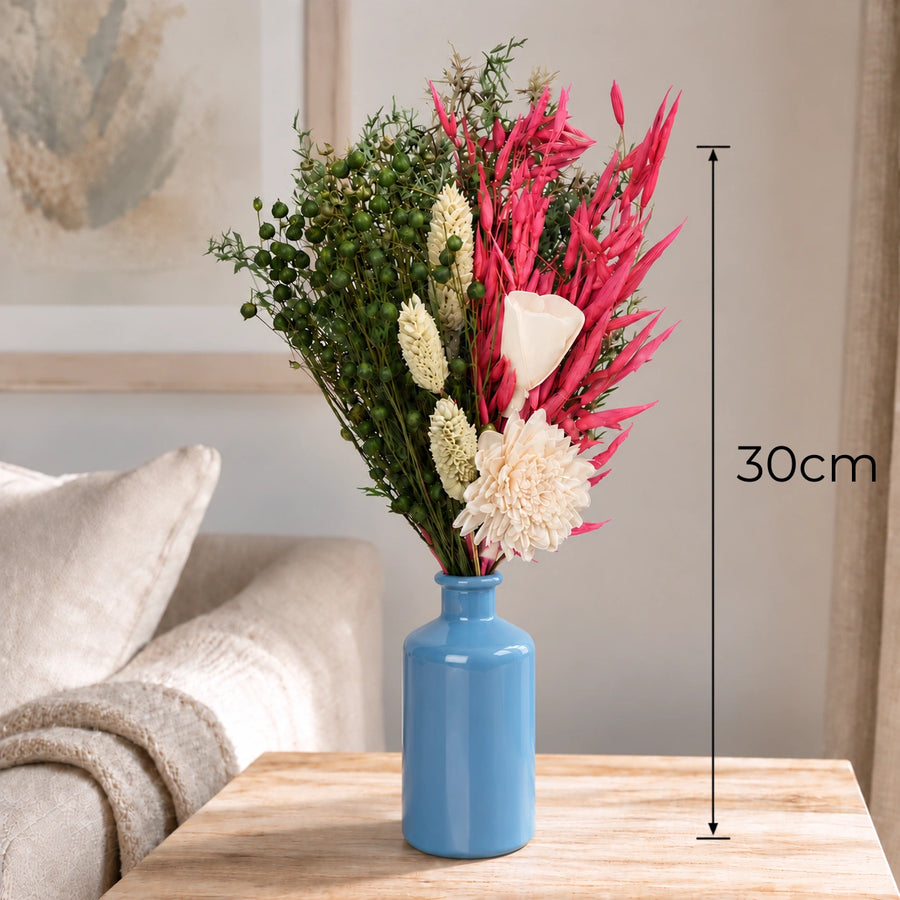 Elaris Blue Marina Dried Blooms With Vase