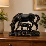 Elaris Mare & Foal Showpiece - Sleek Black Modern Finish