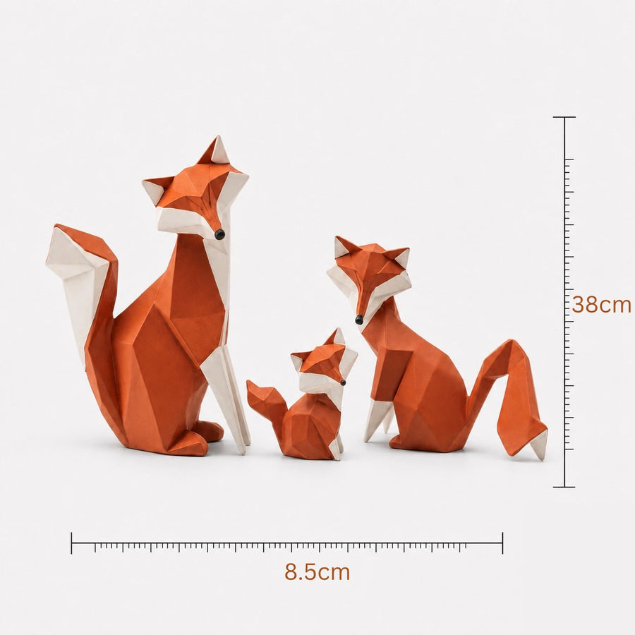 Elaris Geometric Fox Family Showpiece - Faceted Design
