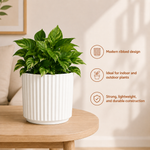 Elaris Ribbed Ceramic Planter Set - Graceful White, Set of 3