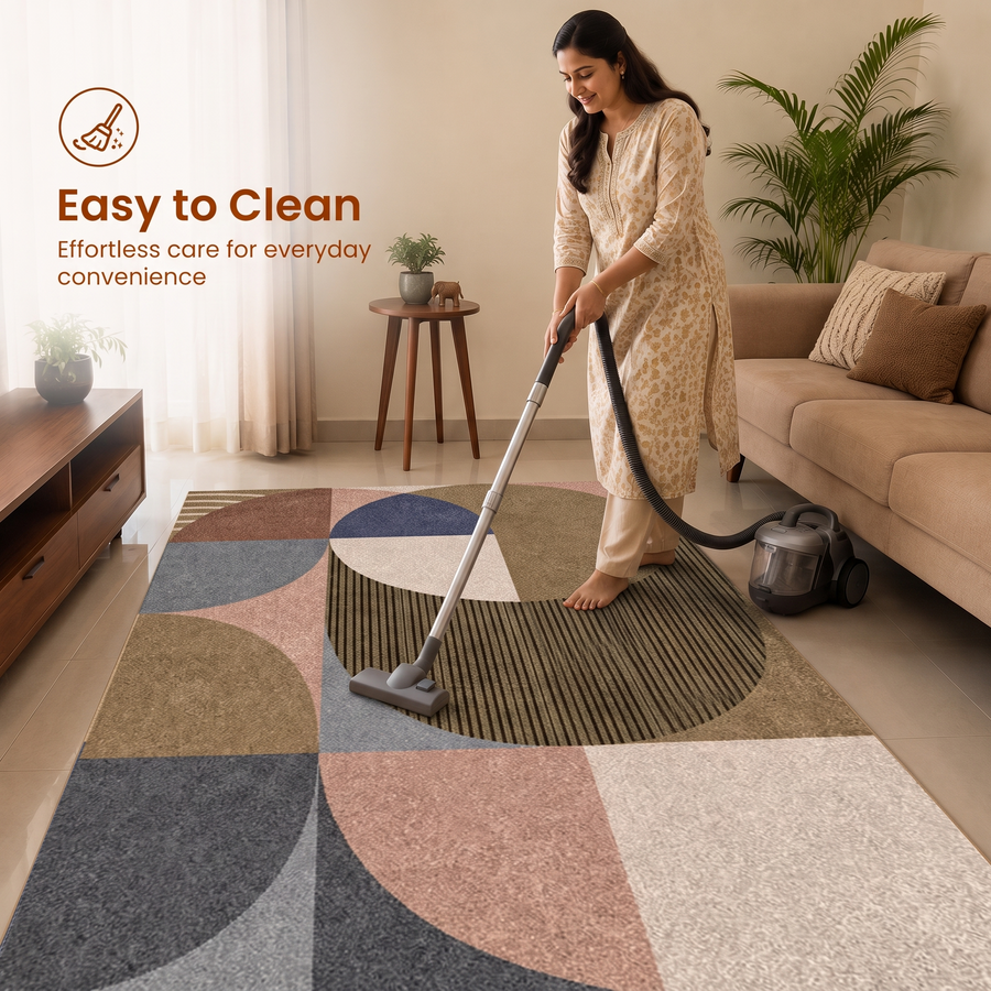Modern Earth Mosaic Print Anti-skid Washable Carpet 3x5 ft