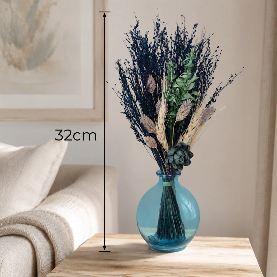 Elaris Coastal Lagoon Dried Blooms With Vase