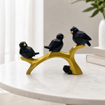 Elaris Birds Trio Showpiece - Black & Gold Branch Sculpture