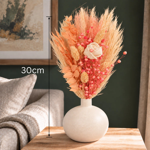 Elaris Peach Blush Dried Blooms With Vase