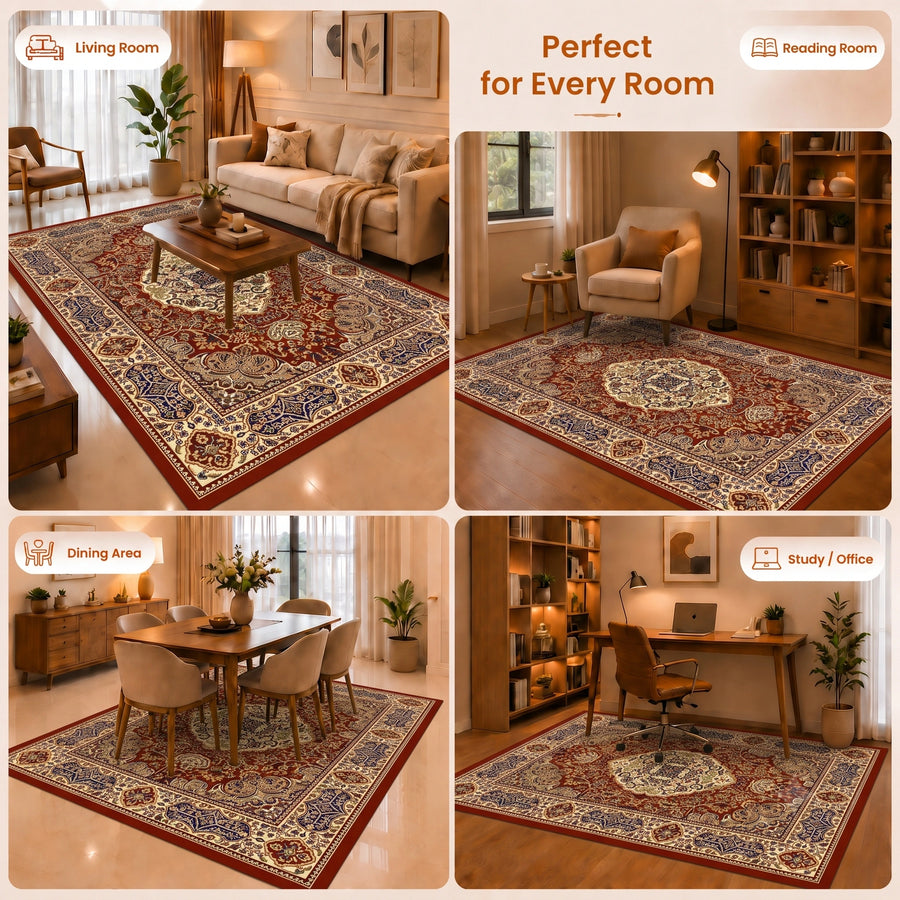 Elaris Heritage Maroon Medallion Carpet