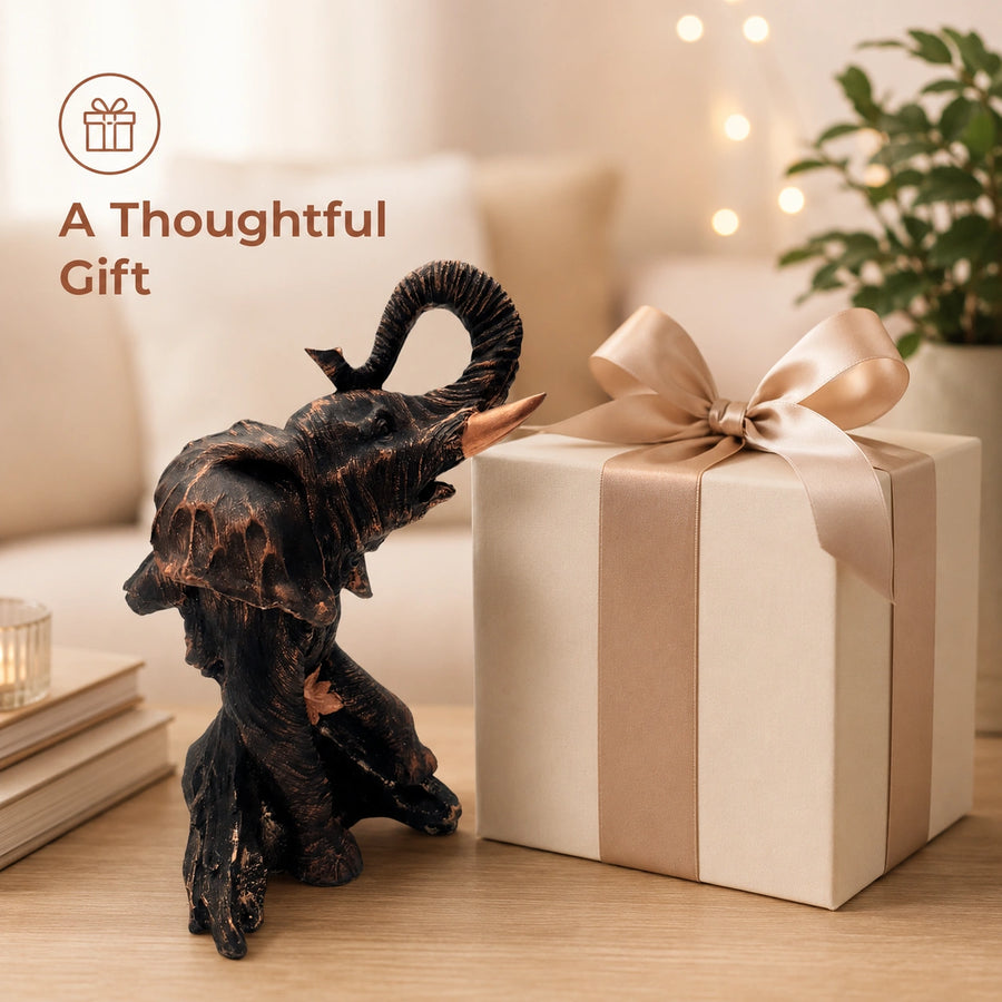 Elaris Majestic Elephant Figurine - Bronze Showpiece