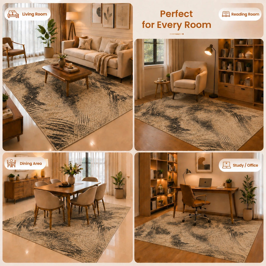 Elaris Beige Rake Texture Carpet