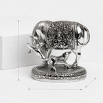 Elaris Kamdhenu Cow Idol – Medium, Silver Plated Showpiece