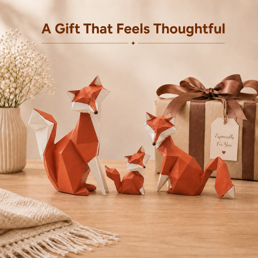 Elaris Geometric Fox Family Showpiece - Faceted Design
