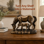 Elaris Graceful Mare & Foal Horse Sculpture Showpiece for Home & Office Décor | Nature-Inspired Decorative Figurine for Living Room, Study, Shelf & Console Table Styling