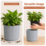 Elaris Ribbed Ceramic Planter Set - Timeless Grey, Set of 3