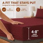 Elaris Solid Maroon King Fitted 100% Cotton Bedsheet Set