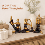 Elaris Yoga Lady Sculpture Set - Black & Gold, Set of 3