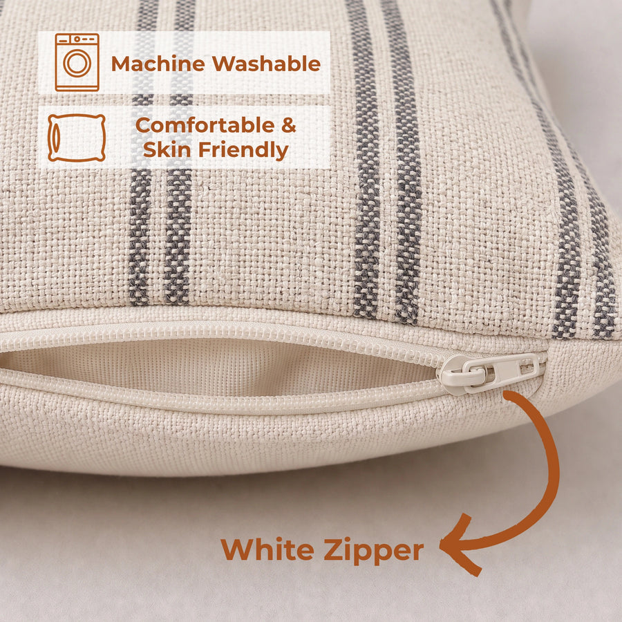 Elaris Grey Dual Stripe Cushion Cover