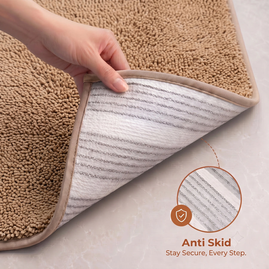 Solid Beige Anti Slip Bath Mat, 40 x 60 cm