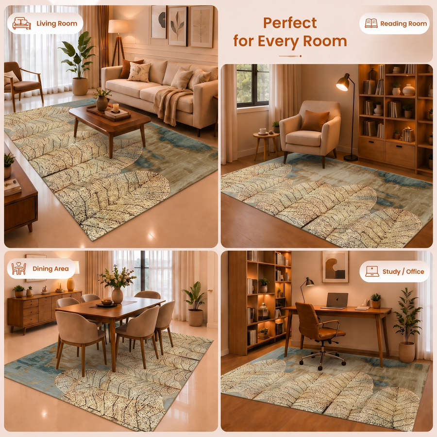 Botanical Serenity Print Anti-skid Washable Carpet 4x6 ft
