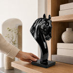 Elaris Horse Head Sculpture - Glossy Black Showpiece