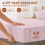 Elaris Self Print Pink Queen Fitted 100% Cotton Bedsheet Set