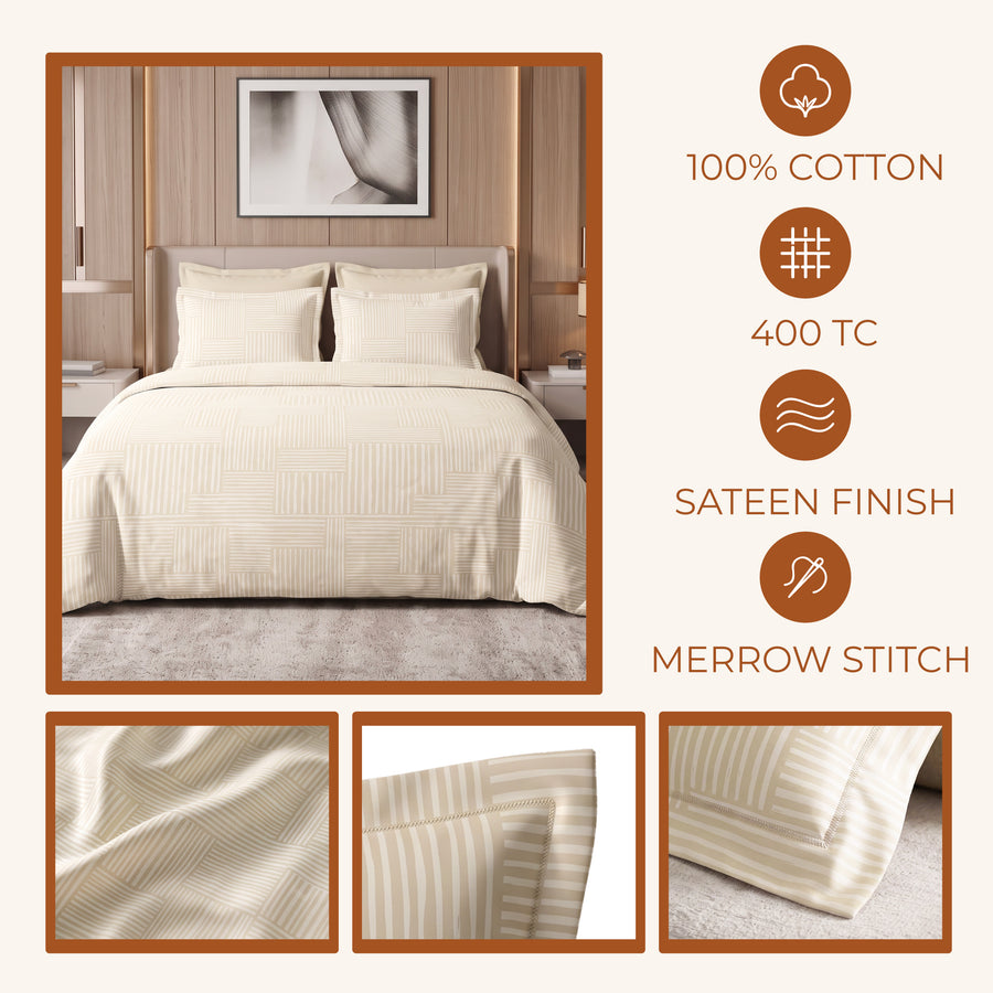 Basketweave Ivory King Fitted 100% Cotton Bedsheet Set