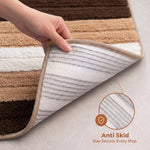Modern Earth-Tone Striped Anti Slip Bath Mat, 40 x 60 cm