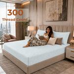 Elaris Self Print Powder Blue Queen Fitted 100% Cotton Bedsheet Set