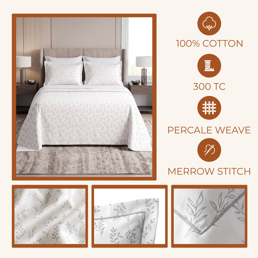 Willow Sprig King Flat 100% Cotton Bedsheet Set