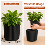 Elaris Ribbed Ceramic Planter Set - Striking Textured Black