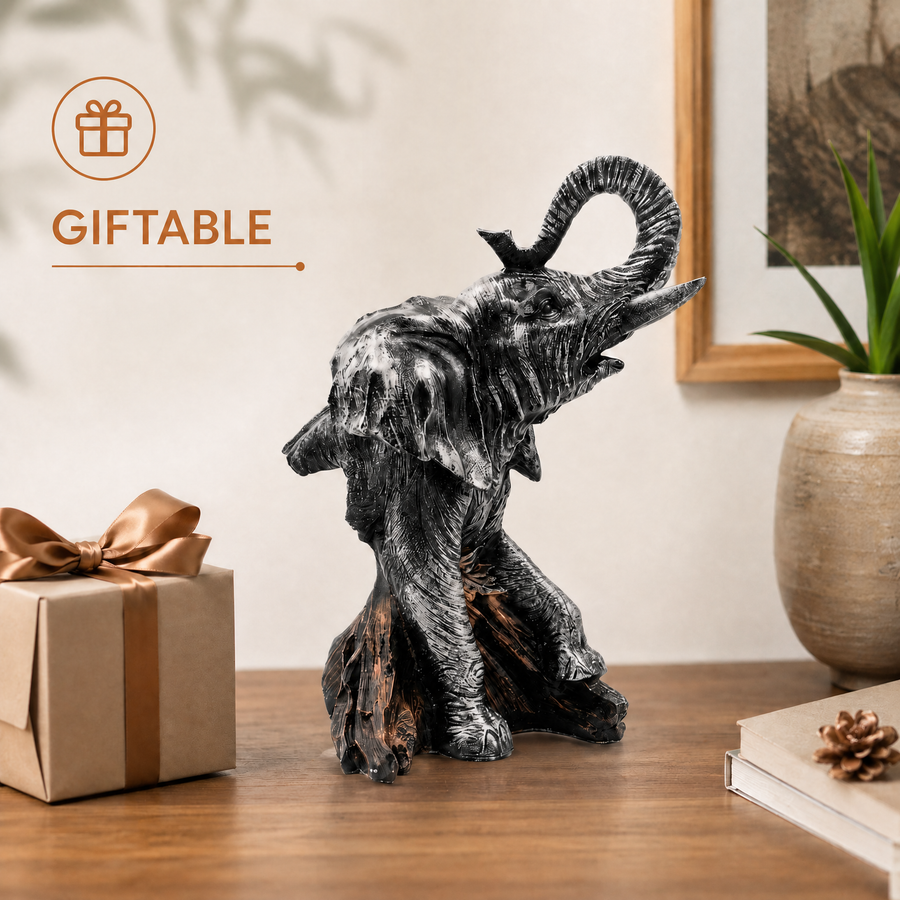 Elaris Majestic Elephant Figurine - Bronze Showpiece