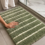 Sage Green & White Striped Anti Slip Bath Mat, 40 x 60 cm