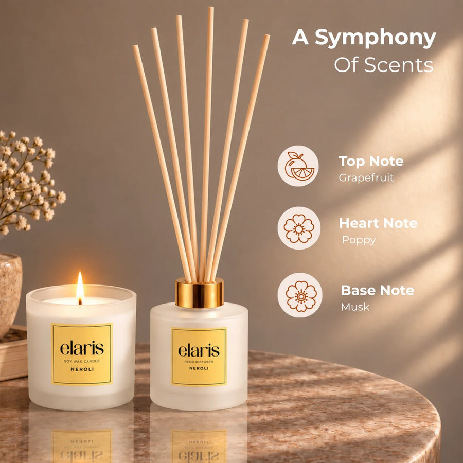Elaris Neroli Candle & Reed Diffuser Gift Set