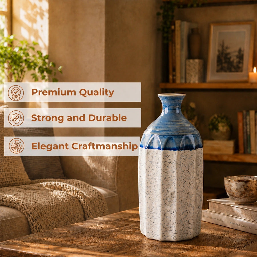 Elaris Fluted Bottle Handcrafted Ceramic Vase