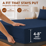 Elaris Solid Navy King Fitted 100% Cotton Bedsheet Set