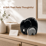Elaris Elephant Family Showpiece - Black & Grey Ceramic Duo