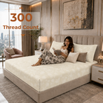 Elaris Self Print Beige King Fitted 100% Cotton Bedsheet Set