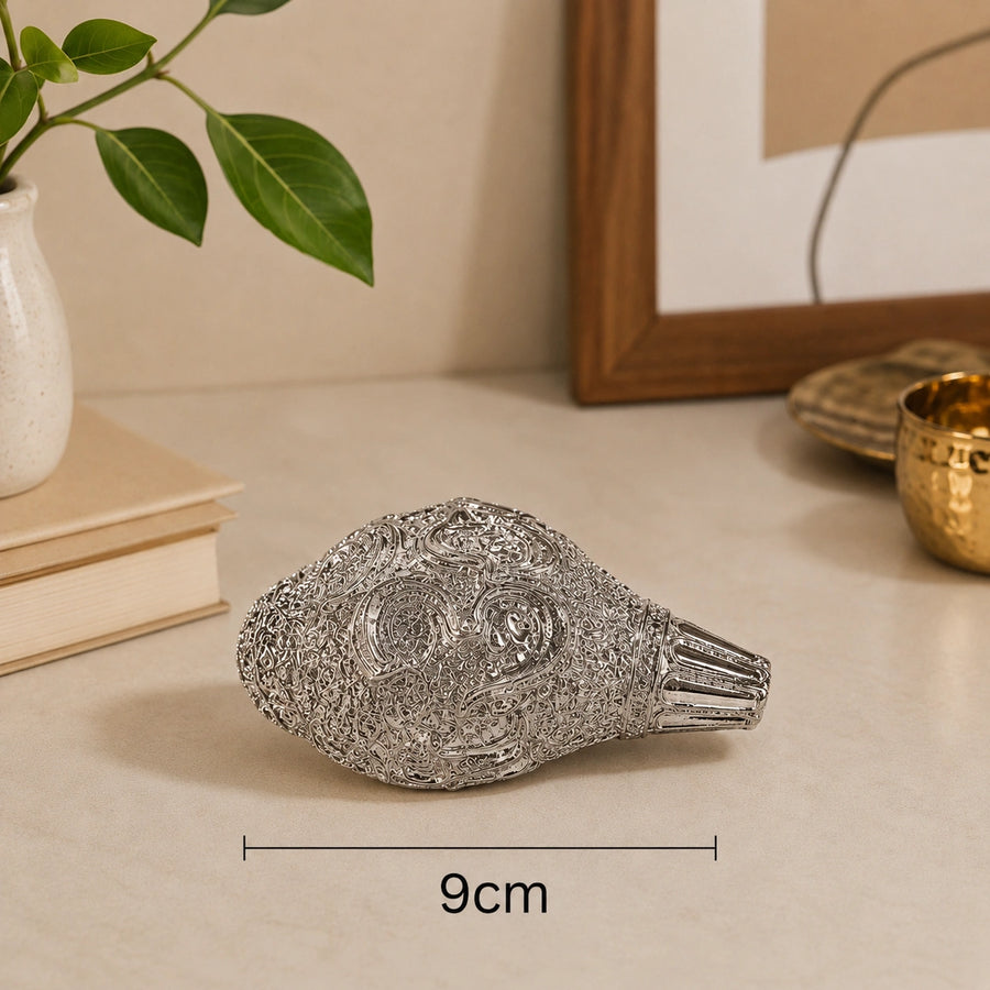 Elaris Shankh – Small Size, Silver Plated Showpiece