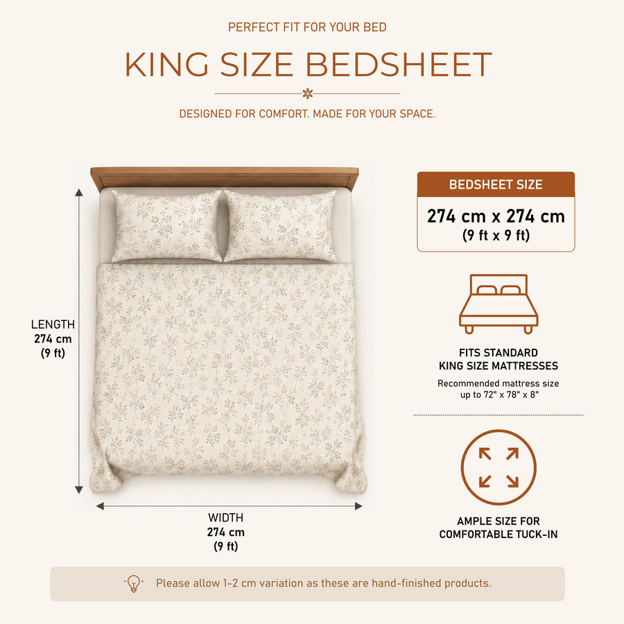 Medallion Bloom King Flat 100% Cotton Bedsheet Set