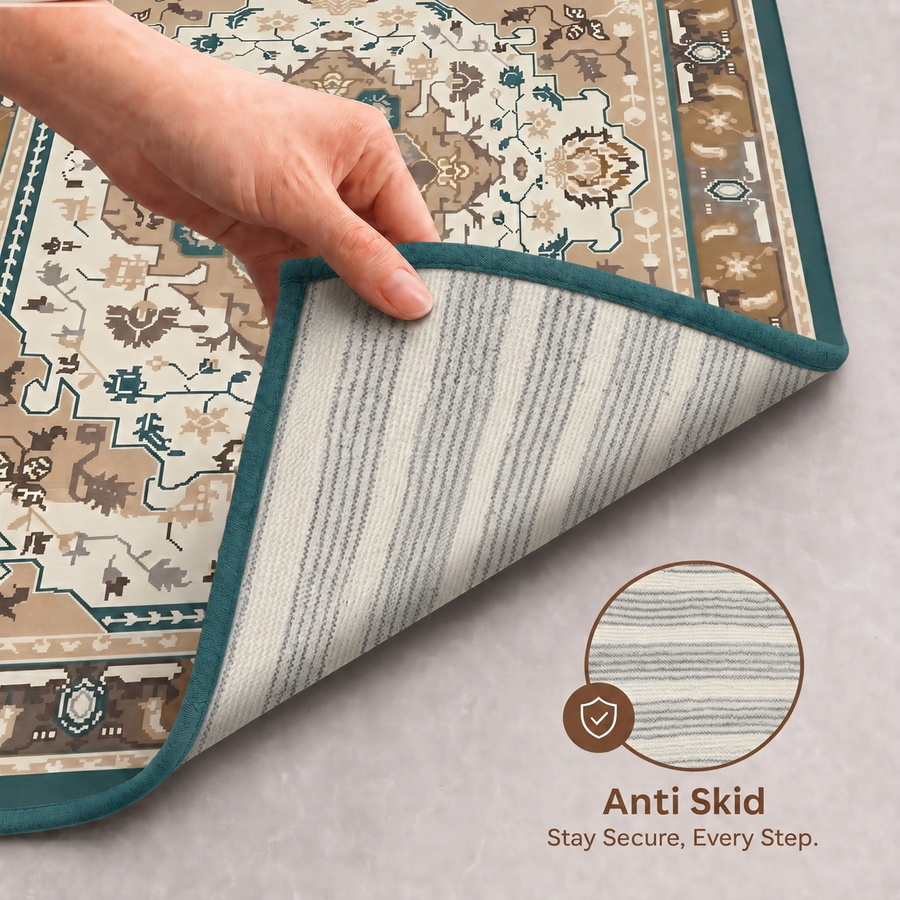 Ivory Heritage Anti-skid Washable Carpet & 2 Runner Set