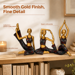 Elaris Yoga Lady Sculpture Set - Black & Gold, Set of 3