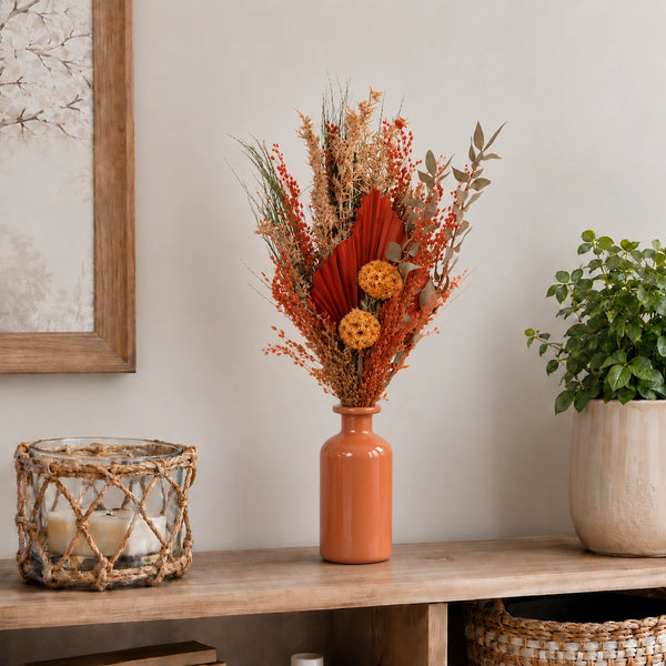 Elaris  Amber Dried Blooms With Vase