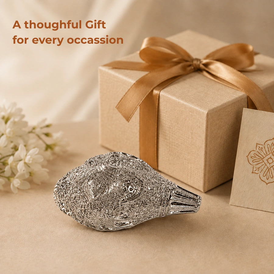 Elaris Shankh – Small Size, Silver Plated Showpiece