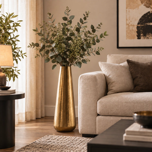 Elaris Tall Hammered Gold Vase