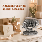 Elaris Kamdhenu Cow Idol – Medium, Silver Plated Showpiece